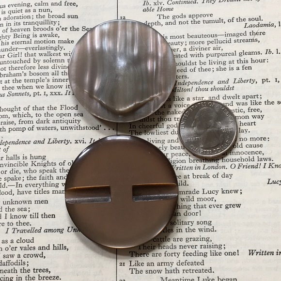 7 Vintage Coat Buttons Grey Iridescent Faux Abalone Acrylic Resin - Picture 5 of 9